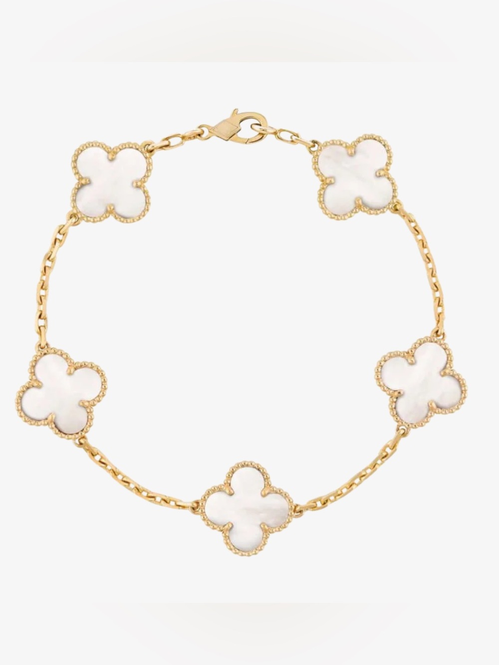 Gold-Tone Bracelet with White Clover Accents - Women Jewelry